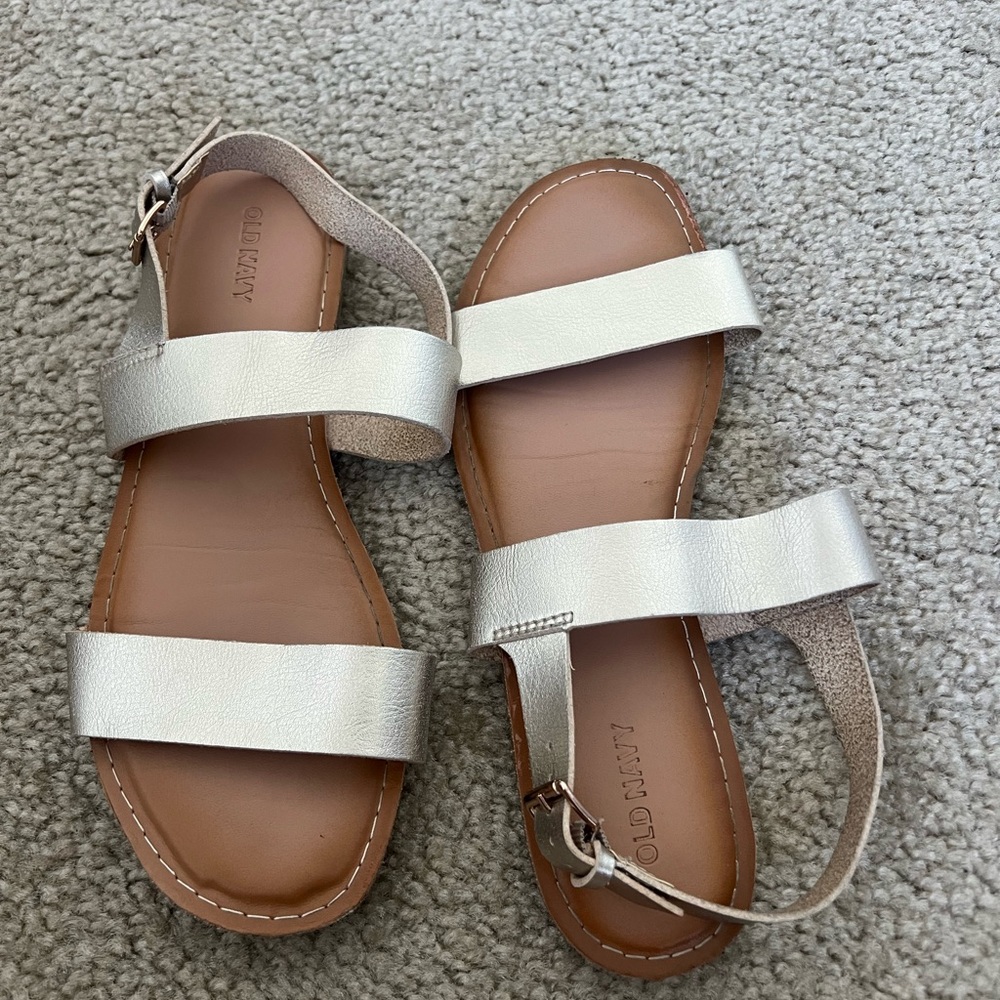 Old Navy Metallic Gold Double Strap Sandals